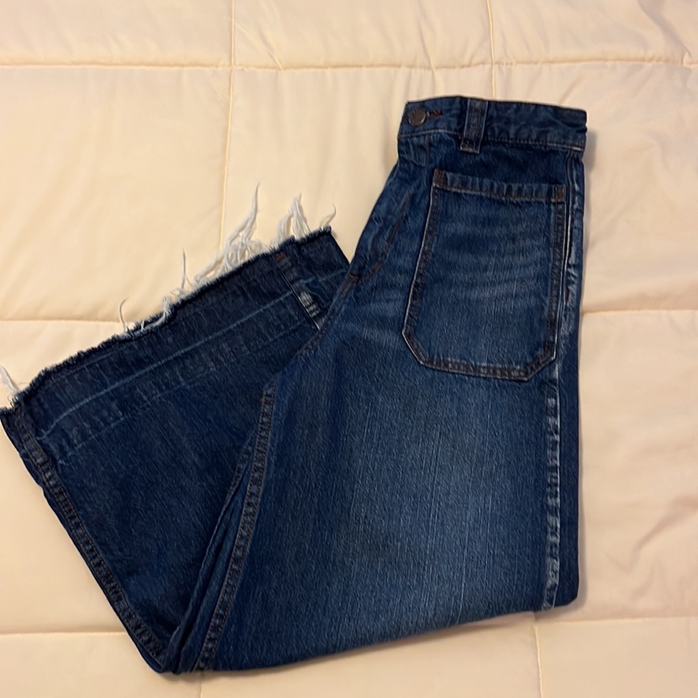 We The Free Wide Leg Cropped Jeans in Dark Blue Denim - Picture 5 of 16
